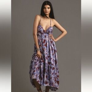 Elegant Floral Cotton Silk Modal Maxi Dress From Anthropologie